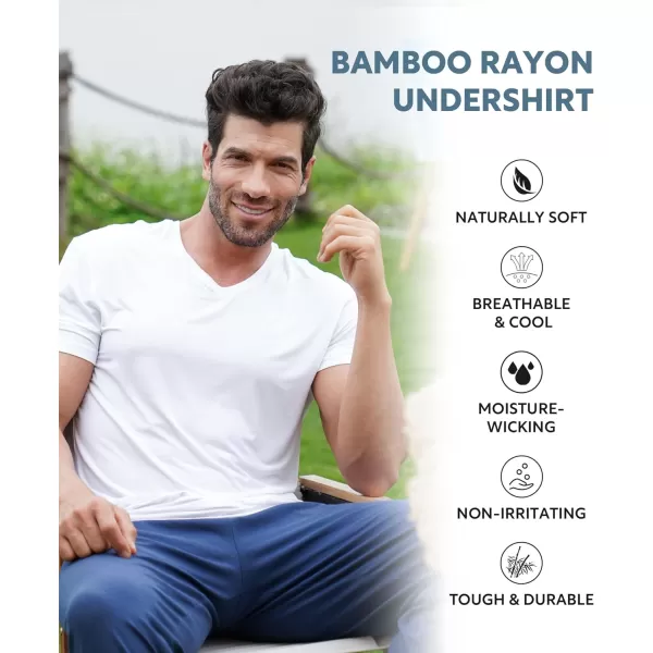 Men's Undershirt Bamboo Rayon Moisture-Wicking T-Shirts Stretch Crewneck/V-Neck Tees for Men, 3 or 5 Pack