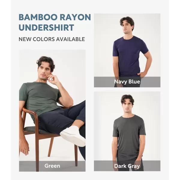 Men's Undershirt Bamboo Rayon Moisture-Wicking T-Shirts Stretch Crewneck/V-Neck Tees for Men, 3 or 5 Pack