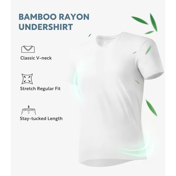 Men's Undershirt Bamboo Rayon Moisture-Wicking T-Shirts Stretch Crewneck/V-Neck Tees for Men, 3 or 5 Pack