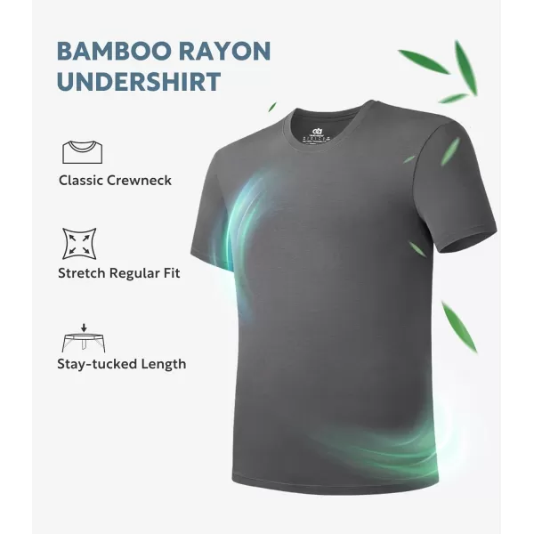 Men's Undershirt Bamboo Rayon Moisture-Wicking T-Shirts Stretch Crewneck/V-Neck Tees for Men, 3 or 5 Pack