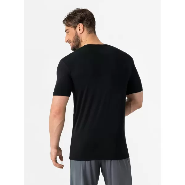 Men's Undershirt Bamboo Rayon Moisture-Wicking T-Shirts Stretch Crewneck/V-Neck Tees for Men, 3 or 5 Pack