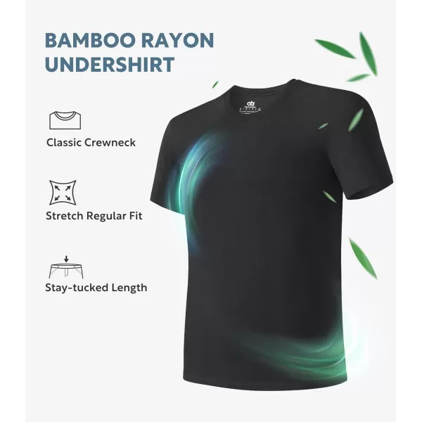 Men's Undershirt Bamboo Rayon Moisture-Wicking T-Shirts Stretch Crewneck/V-Neck Tees for Men, 3 or 5 Pack