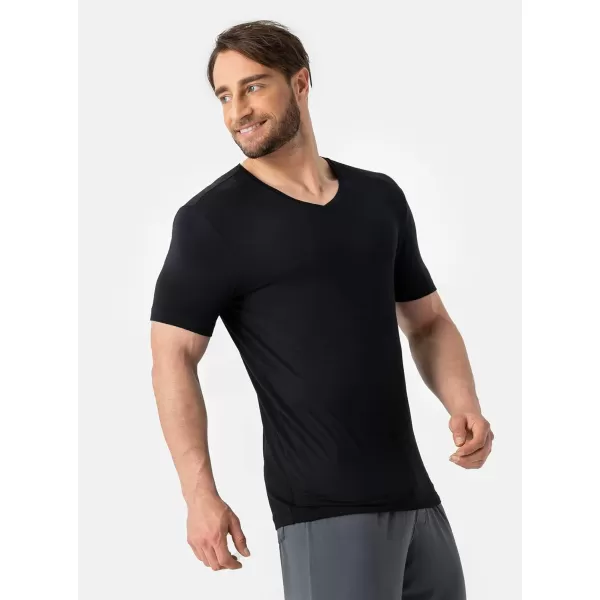 Men's Undershirt Bamboo Rayon Moisture-Wicking T-Shirts Stretch Crewneck/V-Neck Tees for Men, 3 or 5 Pack