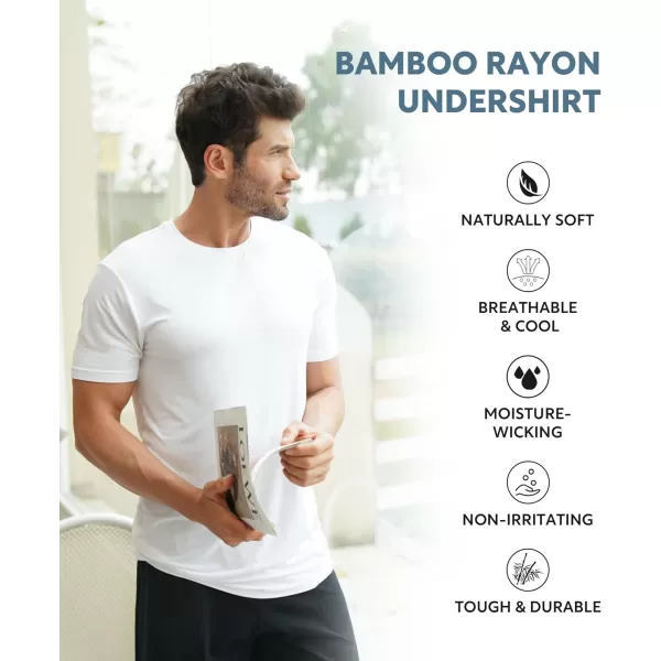 Men's Undershirt Bamboo Rayon Moisture-Wicking T-Shirts Stretch Crewneck/V-Neck Tees for Men, 3 or 5 Pack