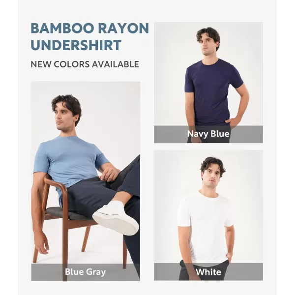 Men's Undershirt Bamboo Rayon Moisture-Wicking T-Shirts Stretch Crewneck/V-Neck Tees for Men, 3 or 5 Pack