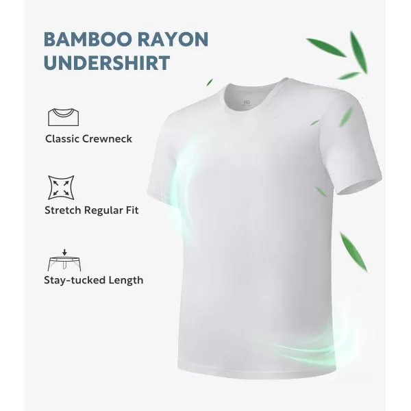 Men's Undershirt Bamboo Rayon Moisture-Wicking T-Shirts Stretch Crewneck/V-Neck Tees for Men, 3 or 5 Pack