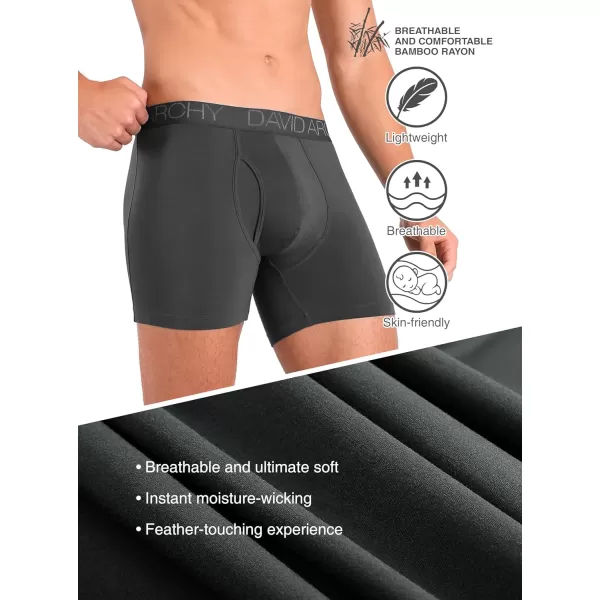 Mens Underwear Bamboo Rayon Boxer Briefs Breathable Soft Moisture-Wicking with Fly Underwear for Men Multipack