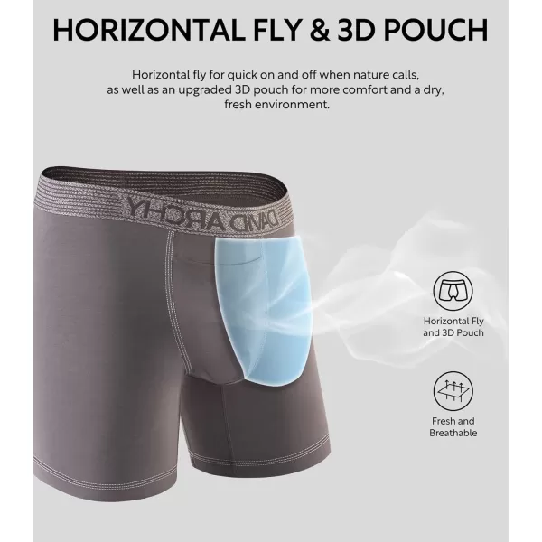 Mens Underwear Soft Breathable Cotton Moisture-Wicking Boxer Briefs with Horizontal Fly 3 Pack