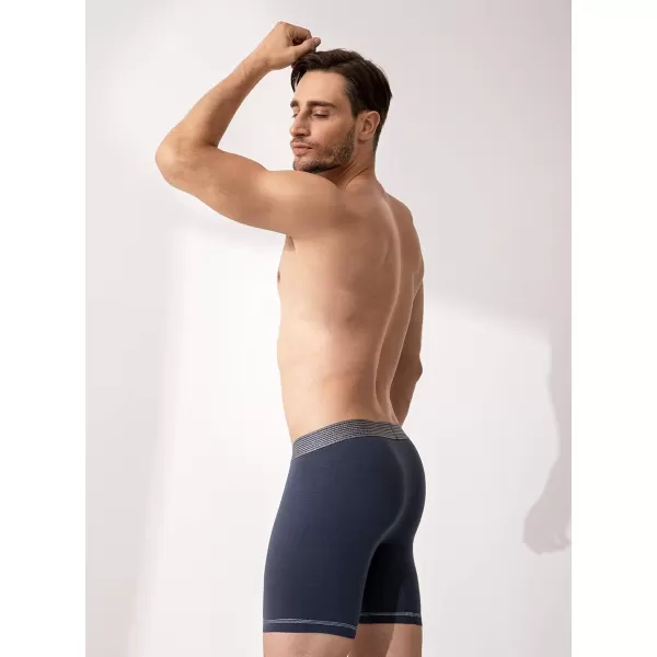 Mens Underwear Soft Breathable Cotton Moisture-Wicking Boxer Briefs with Horizontal Fly 3 Pack