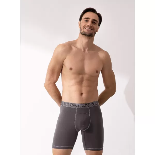 Mens Underwear Soft Breathable Cotton Moisture-Wicking Boxer Briefs with Horizontal Fly 3 Pack