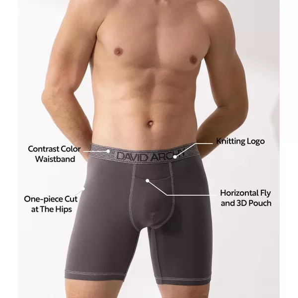 Mens Underwear Soft Breathable Cotton Moisture-Wicking Boxer Briefs with Horizontal Fly 3 Pack