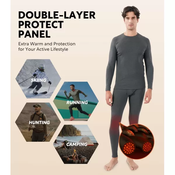 Thermal Underwear for Men Fleece Lined Sets or Long Johns with Extra Warm Double-layer Panel for Cold Weather