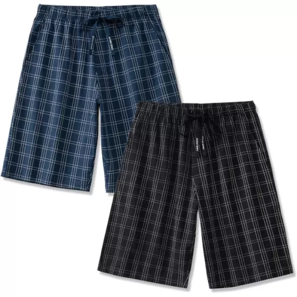 DAVID ARCHY Men's 2 Pack Comfy Cotton Sleep Shorts Lounge Wear Pajama Pants