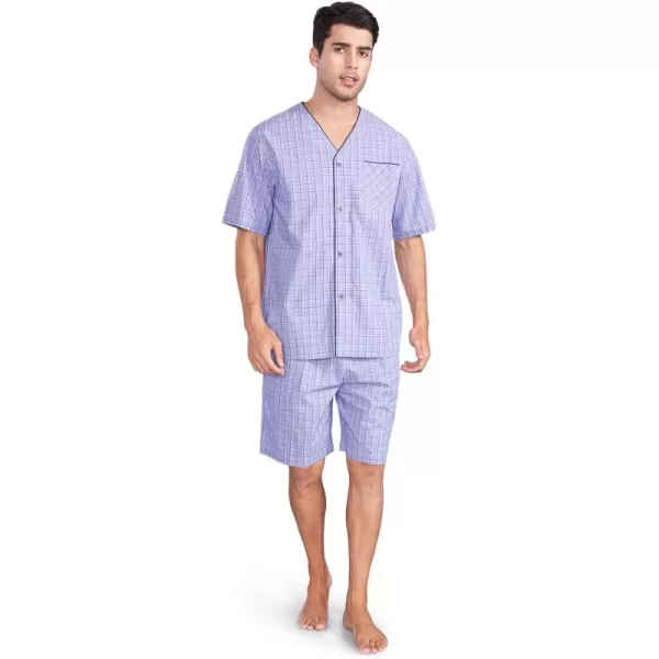 DAVID ARCHY Men's Lightweight Sleepwear Woven Cotton Button-Down Short Sleeve Pajamas Set Summer Loungewear