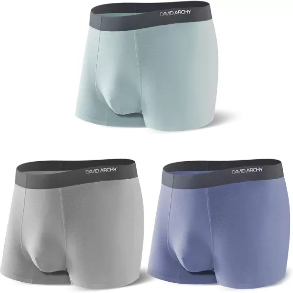 DAVID ARCHY Men's Trunk Boxer Briefs Seamless Underwear Pack Soft Support Pouch No Fly