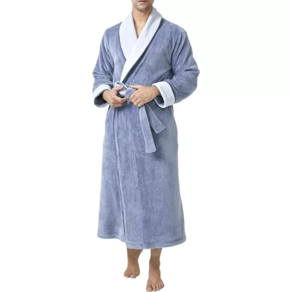 Men's Robe, Warm and Soft Cozy Coral Plush Fleece Long Bathrobe