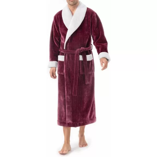 Men's Robe, Warm and Soft Cozy Coral Plush Fleece Long Bathrobe