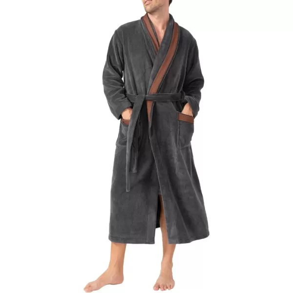 Men's Robe, Warm and Soft Cozy Coral Plush Fleece Long Bathrobe