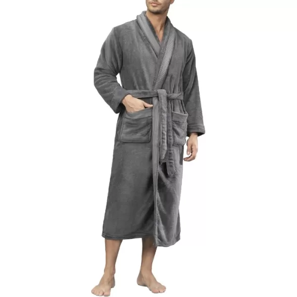 Men's Robe, Warm and Soft Cozy Coral Plush Fleece Long Bathrobe