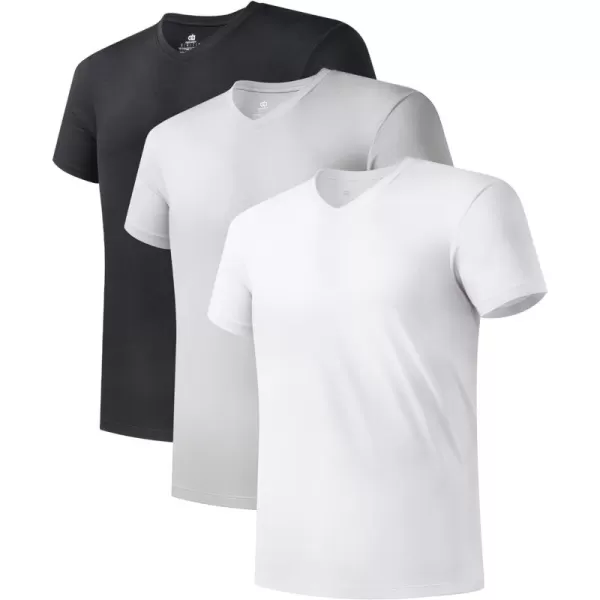 Men's Undershirt Bamboo Rayon Moisture-Wicking T-Shirts Stretch Crewneck/V-Neck Tees for Men, 3 or 5 Pack