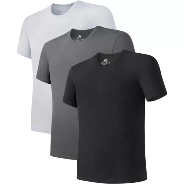 Men's Undershirt Bamboo Rayon Moisture-Wicking T-Shirts Stretch Crewneck/V-Neck Tees for Men, 3 or 5 Pack