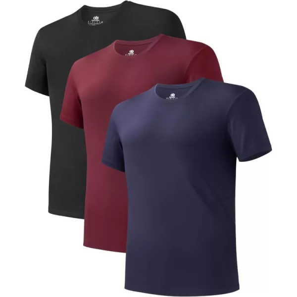 Men's Undershirt Bamboo Rayon Moisture-Wicking T-Shirts Stretch Crewneck/V-Neck Tees for Men, 3 or 5 Pack