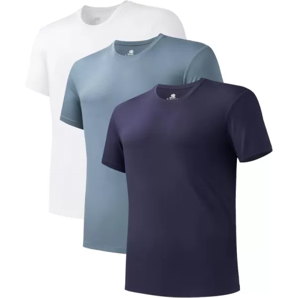 Men's Undershirt Bamboo Rayon Moisture-Wicking T-Shirts Stretch Crewneck/V-Neck Tees for Men, 3 or 5 Pack