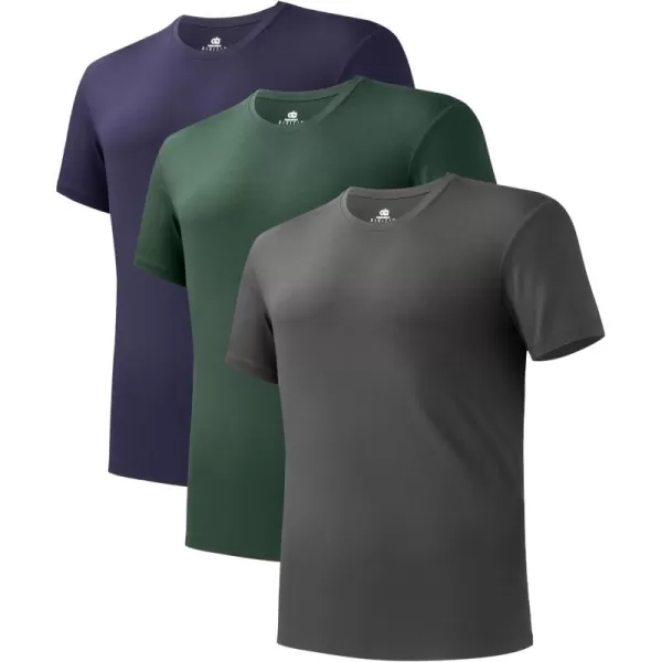 Men's Undershirt Bamboo Rayon Moisture-Wicking T-Shirts Stretch Crewneck/V-Neck Tees for Men, 3 or 5 Pack