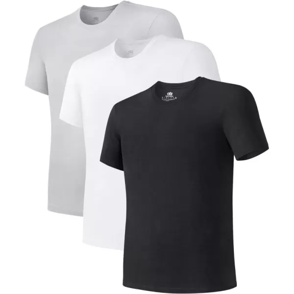 Men's Undershirt Bamboo Rayon Moisture-Wicking T-Shirts Stretch Crewneck/V-Neck Tees for Men, 3 or 5 Pack