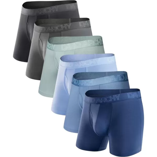 Mens Underwear Bamboo Rayon Boxer Briefs Breathable Soft Moisture-Wicking with Fly Underwear for Men Multipack