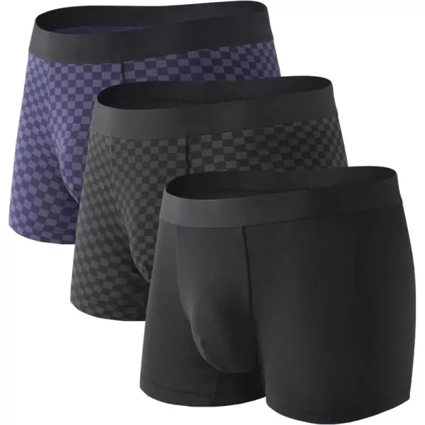 Mens Underwear Bamboo Rayon Boxer Briefs with Support Contour Pouch Soft and Comfortable Underwear for Men 3 Pack