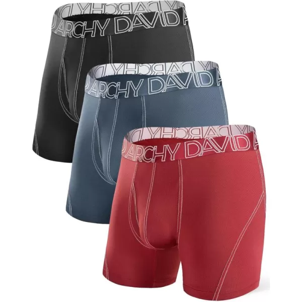 Mens Underwear Mesh Quick Dry Polyamide Boxer Briefs Active Sports Soft Breathable Underwear in 3 Pack