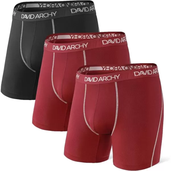 Mens Underwear Quick Dry Boxer Briefs Sports Breathable Underwear in 3 Pack No Fly