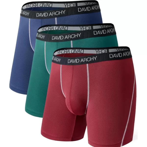 Mens Underwear Quick Dry Boxer Briefs Sports Breathable Underwear in 3 Pack No Fly