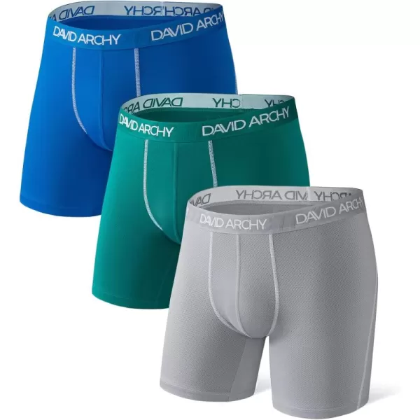 Mens Underwear Quick Dry Boxer Briefs Sports Breathable Underwear in 3 Pack No Fly