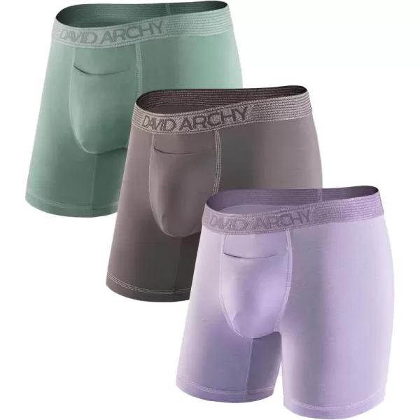 Mens Underwear Soft Breathable Cotton Moisture-Wicking Boxer Briefs with Horizontal Fly 3 Pack