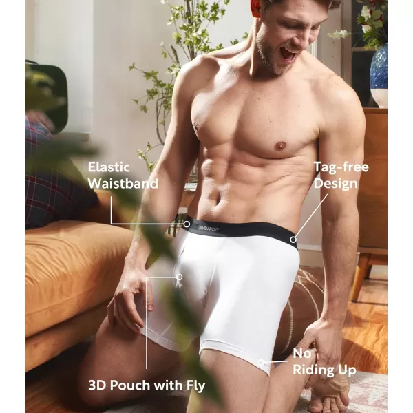 Mens Underwear ComfortSoft Moisture-Wicking,Breathable Cotton Boxer Briefs for Men 6 Pack