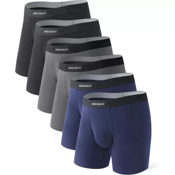 Mens Underwear ComfortSoft Moisture-Wicking,Breathable Cotton Boxer Briefs for Men 6 Pack