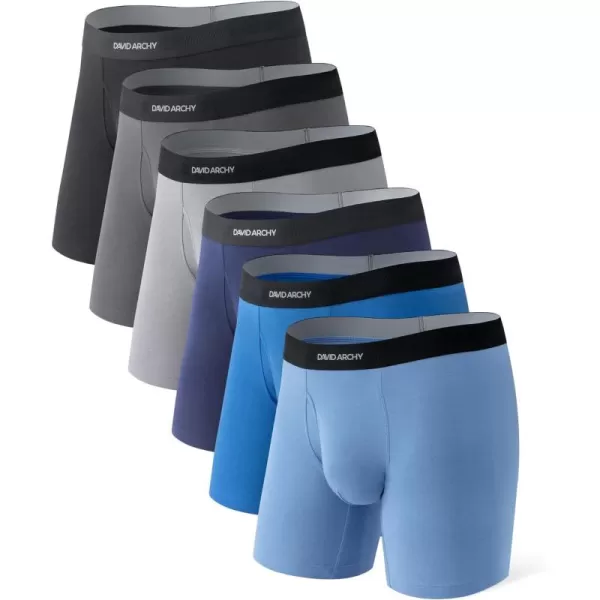 Mens Underwear ComfortSoft Moisture-Wicking,Breathable Cotton Boxer Briefs for Men 6 Pack