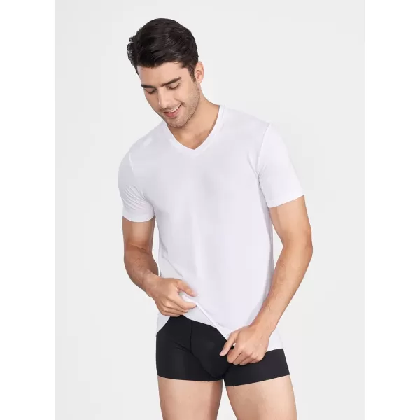 DAVID ARCHY Men's Anti-Odor Micro Modal Undershirt V-Neck Tees Ultra Comfy T-Shirts for Men 3 Pack