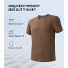 imageDAVID ARCHY Mens Heavyweight TShirt 260g Cotton Sorona MoistureWicking Shirts Stretch Side Slit Tees for Men 1PackBrown