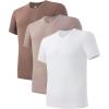 imageDAVID ARCHY Mens Cool ampamp Dry Undershirt Rayon Made from Bamboo T Shirts MoistureWicking Heather Tees for Men 3PackVneck  Heather Dark CoffeeLight CoffeeWhite