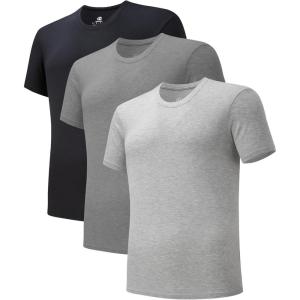 imageDAVID ARCHY Mens Cool ampamp Dry Undershirt Rayon Made from Bamboo T Shirts MoistureWicking Heather Tees for Men 3PackCrewneck  BlackHeather Dark GrayHeather Light Gray