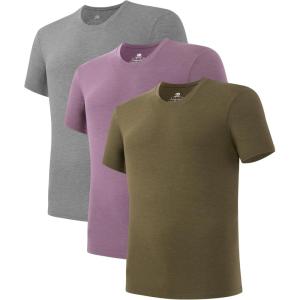 imageDAVID ARCHY Mens Cool ampamp Dry Undershirt Rayon Made from Bamboo T Shirts MoistureWicking Heather Tees for Men 3PackCrewneck  Heather Balsam GreenHeather Potent PurpleHeather Dark Gray