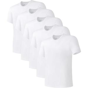 imageDAVID ARCHY Mens Undershirt Bamboo Rayon MoistureWicking TShirts Stretch CrewneckVNeck Tees for Men 3 or 5 Pack5 Pack White  Crew Neck