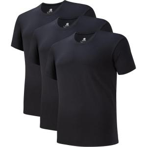 imageDAVID ARCHY Mens Undershirts Micro Modal Ultra Soft TShirts Stretch MoistureWicking CrewneckVNeck Tees for Men 3PackCrewneck  Black