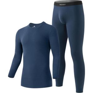 imageDAVID ARCHY Mens Lightweight Thermal Underwear  Breathable Comfort for Cool Weather Ideal for Active UseDark Bluens24001