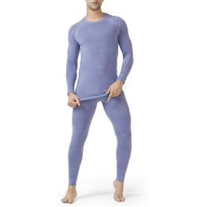 imageDAVID ARCHY Mens Thermal Underwear Set Winter Warm Base Layers Thermal Top and Bottoms Long Johns SetHeather Moonlight Blue