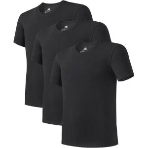 imageDAVID ARCHY Mens Undershirts Combed Cotton TShirt Soft MoistureWicking Crew Neck or V Neck Tees ampamp Tank Top 3 PackV Neck Shirt Black