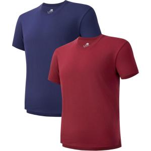 imageDAVID ARCHY Mens TShirt Heavyweight Tees Cotton Sorona Casual Plain Shirts Side SlitCurved Hem Tees for Men 2PackSide Slit  Bright Sapphire BlueDark Red